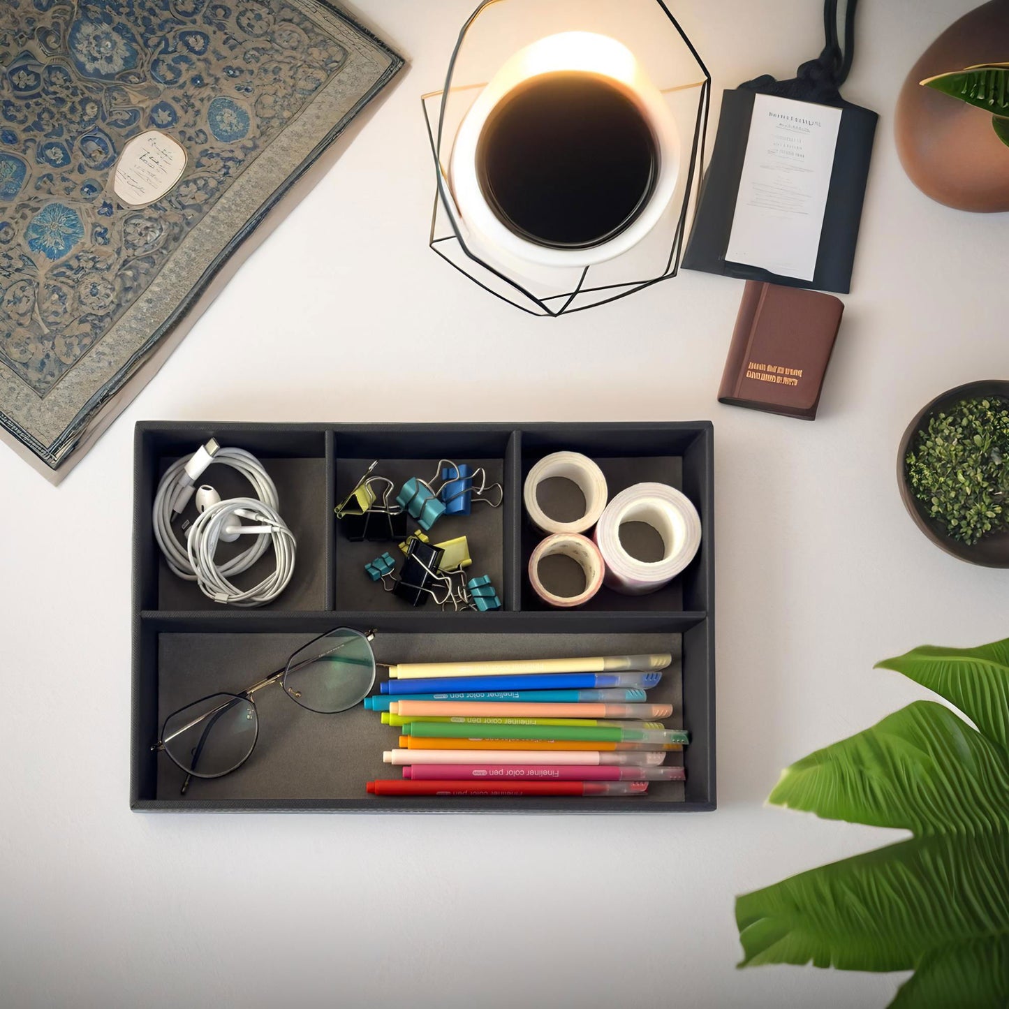 UnionBasic 4-Slot Flat Tray Desk Organizer