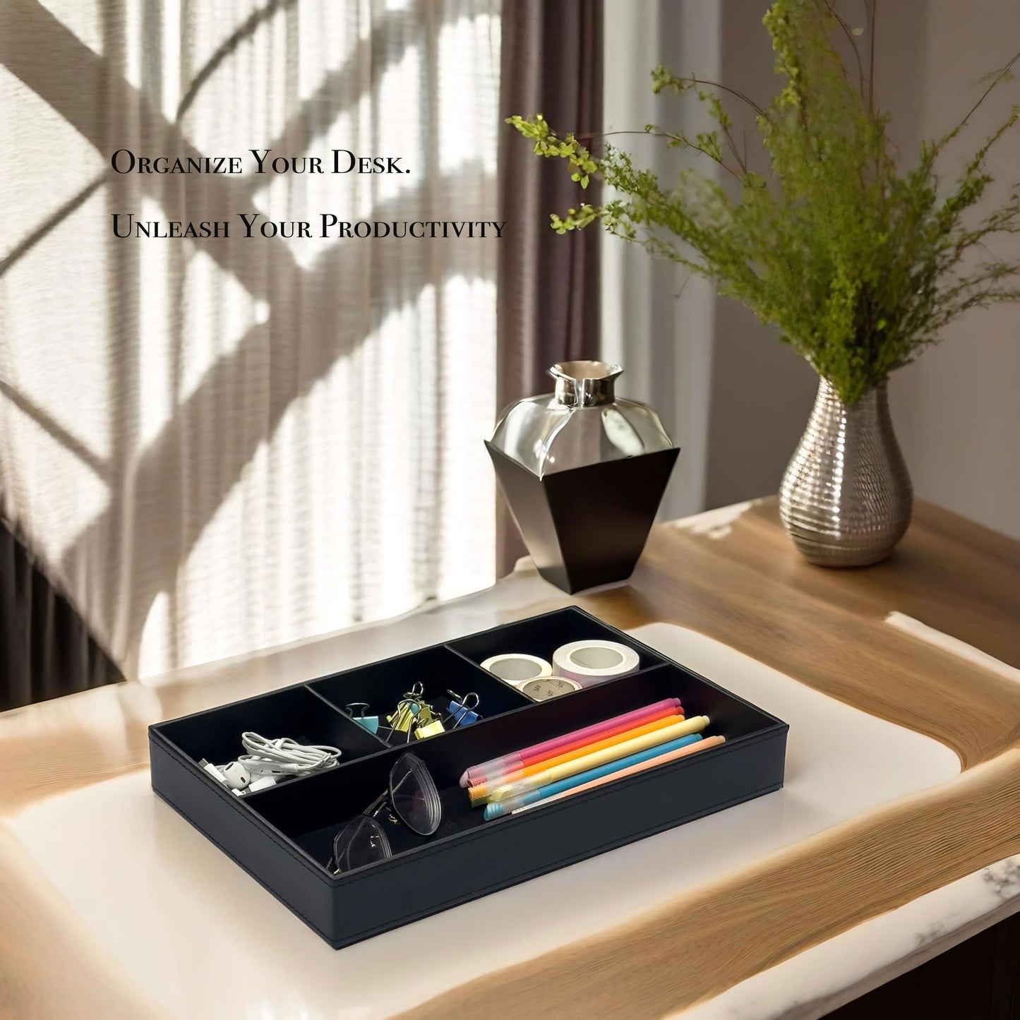 UnionBasic 4-Slot Flat Tray Desk Organizer