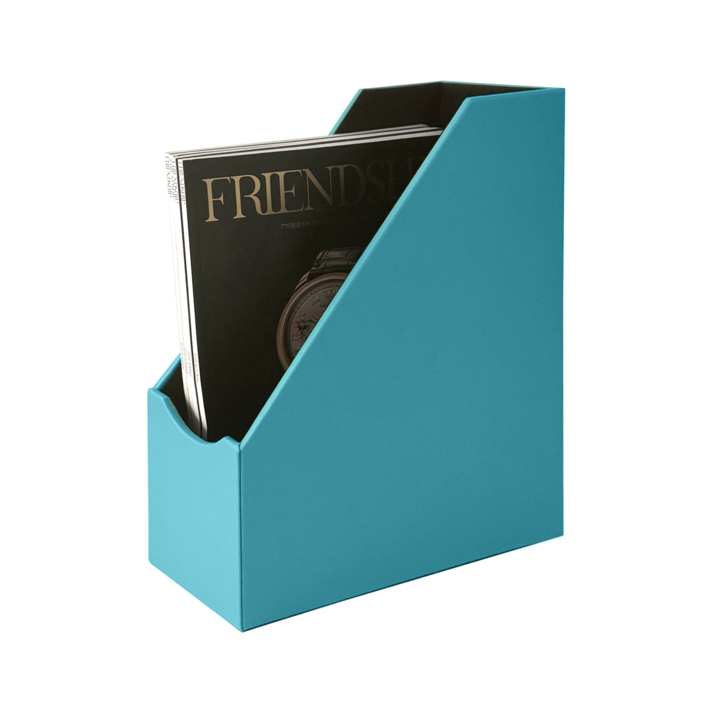 Magazine File Holder, Leatherette Desktop Document Organizer