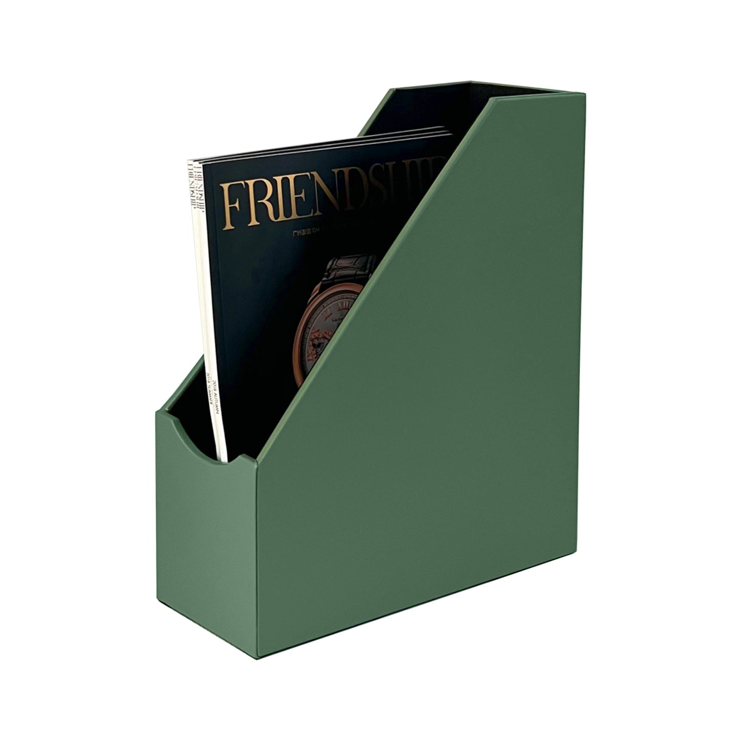 Magazine File Holder, Leatherette Desktop Document Organizer