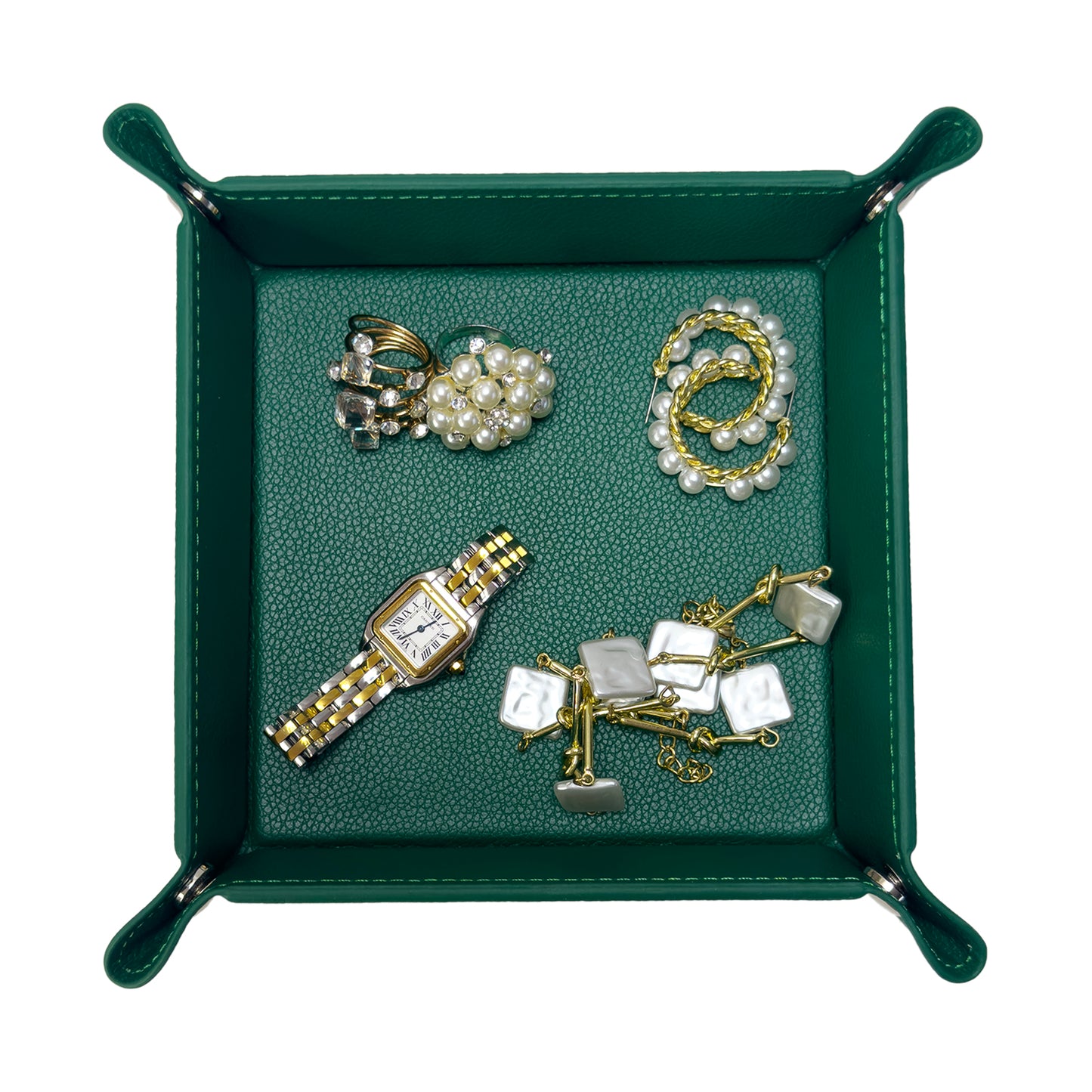 UnionBasic Small Valet Tray, Jewelry Tray, Entryway Catchall Caddy, Lychee Faux Leather