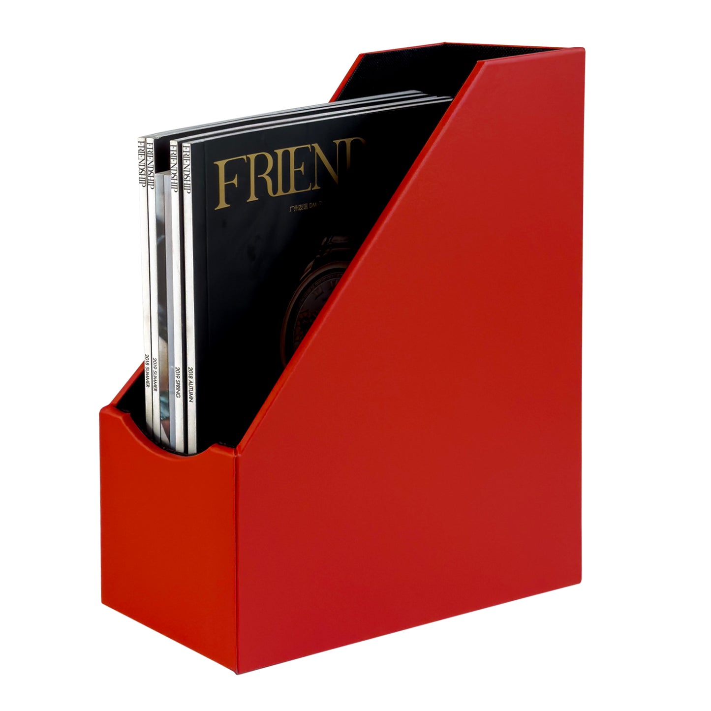 Magazine File Holder, Leatherette Desktop Document Organizer
