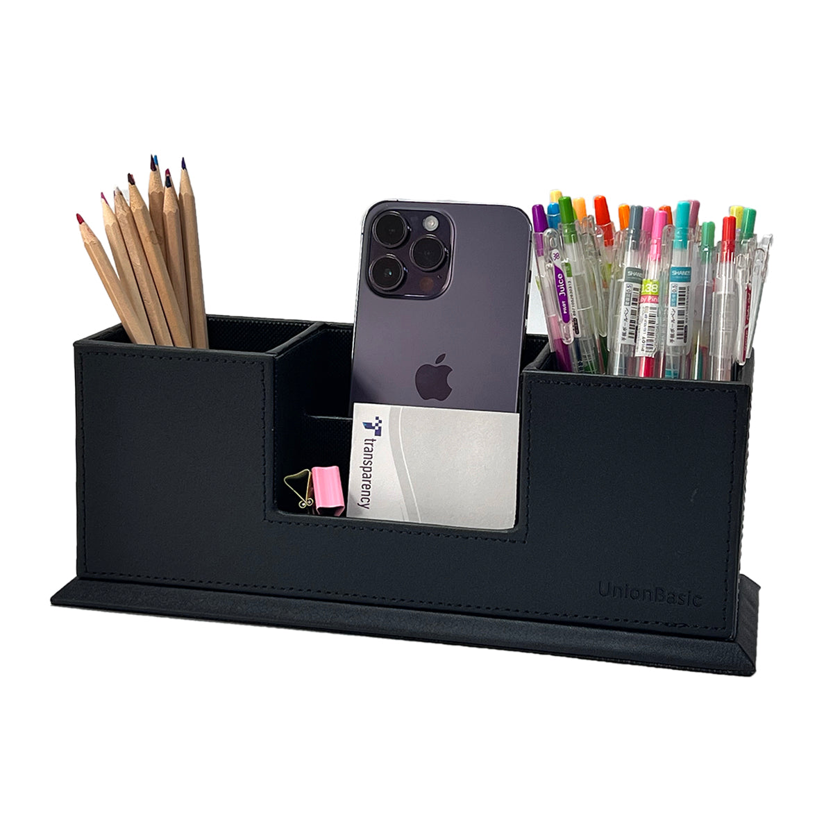 UnionBasic 4 Compartment Desk Organizer, Dual Pen Holder