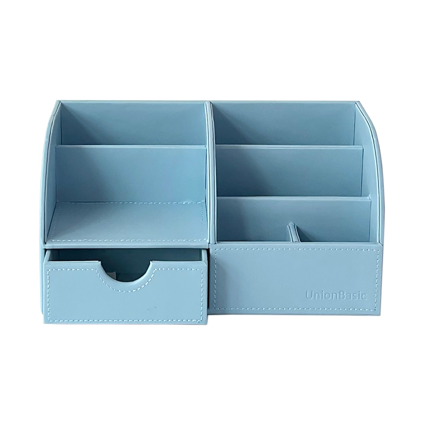 UnionBasic Desk Organizer, Multifunctional Office Leather Desktop Pen Holder Storage Box, Blue