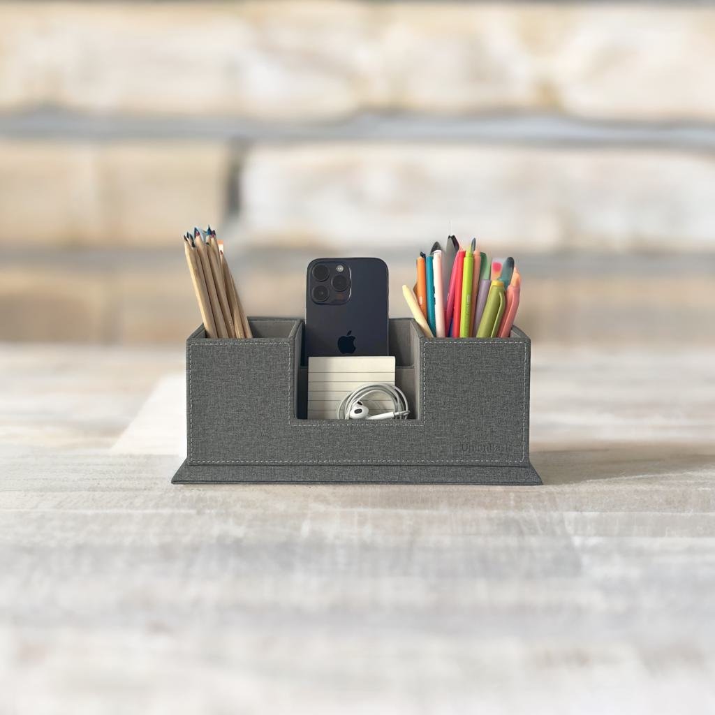 UnionBasic 4 Compartment Desk Organizer, Dual Pen Holder