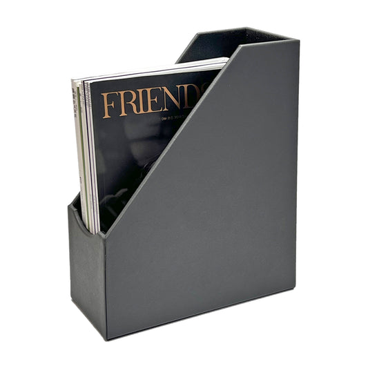 Magazine File Holder, Leatherette Desktop Document Organizer