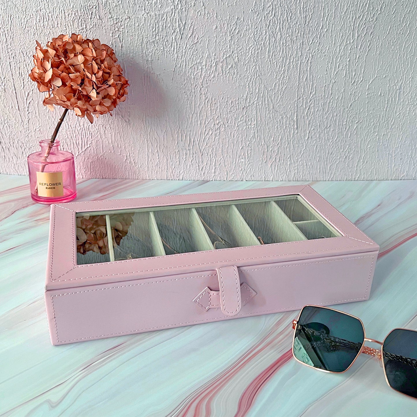 UnionPlus Multiple Sunglasses Organizer Collector, 5 Slots for Sunglasses and 2 Small Slots for Accessories